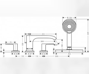 Смеситель Hansgrohe Vivenis на борт ванны, черный матовый, 75444670