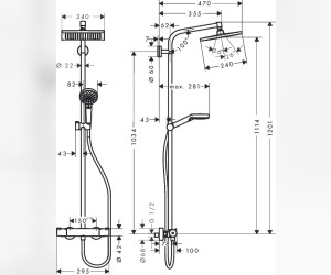 Душевая система Hansgrohe Crometta E 240 1jet Showerpipe EcoSmart 27281000
