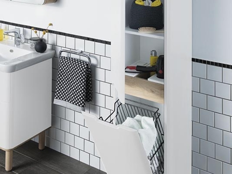 Пенал Vitra Sento 40 см напольный, правосторонний, с корзиной для белья, 60842