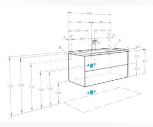 Тумба под раковину Акватон Сохо 100 см подвесная, слейт, галька серая, 1A258201AJ9A0