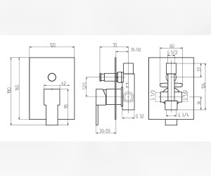 Смеситель Migliore Kvant 18784 скрытого монтажа, для ванны и душа, хром