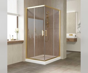 Душевой уголок Vegas Glass Za-F 120 x100 x 190 см, профиль золото, стекло бронза