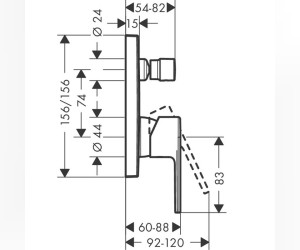 Смеситель Hansgrohe Vernis Shape для ванны и душа, черный матовый, 71468670