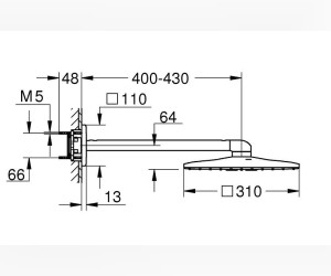 Верхний душ Grohe Rainshower SmartActive Cube 310 26479000, 31х31 см, 2 режима струи, с держателем, хром