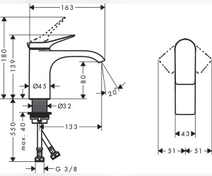 Смеситель для раковины Hansgrohe Vivenis, без донного клапана, белый матовый, 75012700