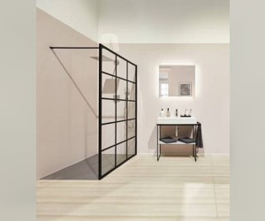 Душевое ограждение Kermi WALK-IN Dark Edition XD WW1 09020 3PK, 88-90 x 200 см с опорой, черный soft+декор, прозрачное стекло + Kermiclean