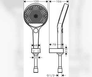 Душевой набор Hansgrohe Rainfinity 130 3jet Porter 26852000, шланг 125 см, хром