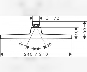 Верхний душ Hansgrohe Crometta S 240 EcoSmart 26727000, 24х24 см, 1 тип струи, без держателя