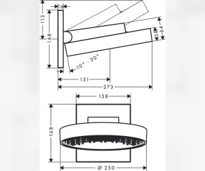 Верхний душ Hansgrohe Rainfinity 26226000, 250x250 мм, 1 режим струи, с держателем, хром
