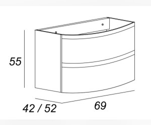 Тумба под раковину Cezares Vague 54834 69 см подвесная, цвет rovere tabacco