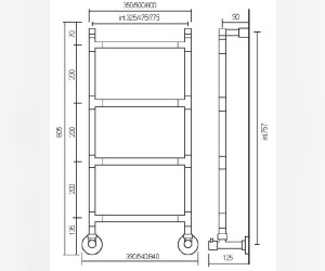 Полотенцесушитель водяной Margaroli Sereno 482 4824704WCN, высота 80.5 см, ширина 54 см, белый/хром