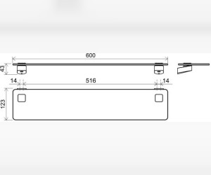 Полка стеклянная Ravak 10 TD 500.00, 60 см, хром, X07P332