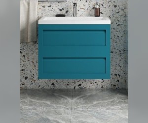 Тумба под раковину Art&Max Platino 75 см подвесная, бирюзовый матовый, AM-Platino-750-2C-SO-TM