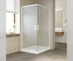 Душевой уголок Vegas Glass Za-F 120 x100 x 190 см, профиль белый, стекло флёр-де-лис