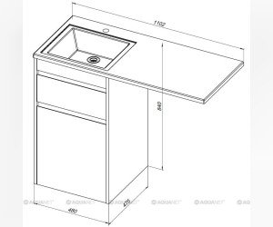 Тумба под раковину Aquanet Токио 48 00239289 (напольная, 1 ящик), цвет белый