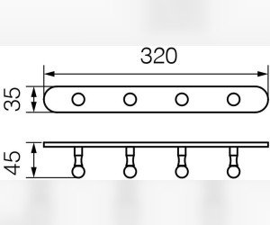 Планка с 4-мя крючками L31,5 см Veragio Gialetta, бронза VR.GIL-6437.BR