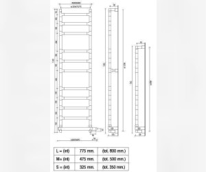 Полотенцесушитель электрический Margaroli Sereno 584-11 BOX 5847511CRNB, высота 133 см, ширина 87 см