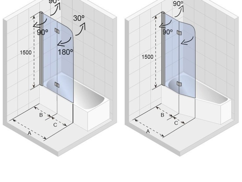 Стеклянная шторка для ванны Riho Nautic N500 Delta 90 x 150 см