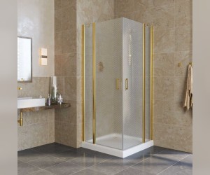 Душевой уголок Vegas Glass EFA Lux, 110 x 110 x 199.5 см, профиль золото, стекло ретро