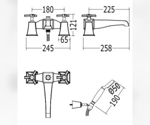Смеситель Devon&Devon Time TIME233BNKSA для ванны/душа, сатинированый никель