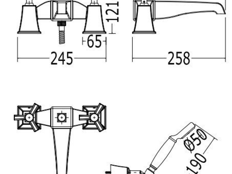 Смеситель Devon&Devon Time TIME233BNKSA для ванны/душа, сатинированый никель
