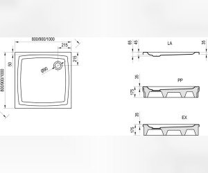 Поддон Ravak Perseus 90 РР, 90 x 90 см, белый, A027701510