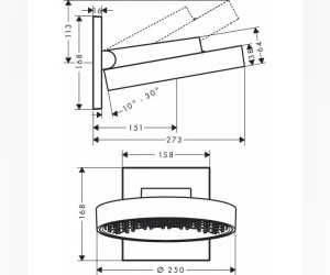 Верхний душ Hansgrohe Rainfinity 26227000 EcoSmart, 250x250 мм, 1 режим струи, с держателем, хром