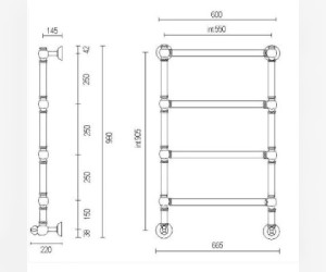 Полотенцесушитель водяной Margaroli ARMONIA 9-442-4 94425504WH, высота 90.5 с, ширина 66.5 см, белый