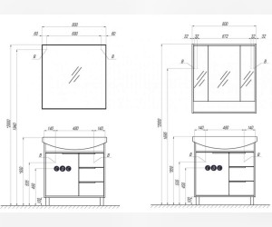 Тумба под раковину Акватон Рико 80 см 1A215401RIB90