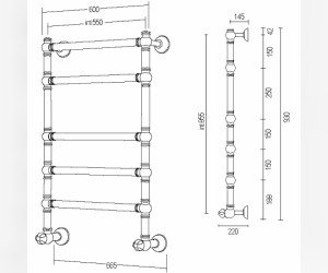 Полотенцесушитель водяной Margaroli Armonia 9-464-5 94645505EGN, высота 93 см, ширина 66.5 см, английское золото