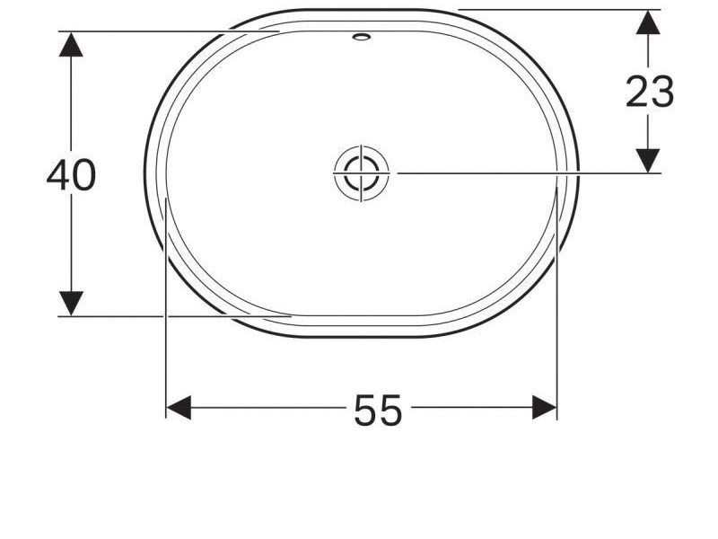 Раковина Geberit Variform 500.756.01.2 55 x 40 см овальная, встраиваемая снизу, с переливом