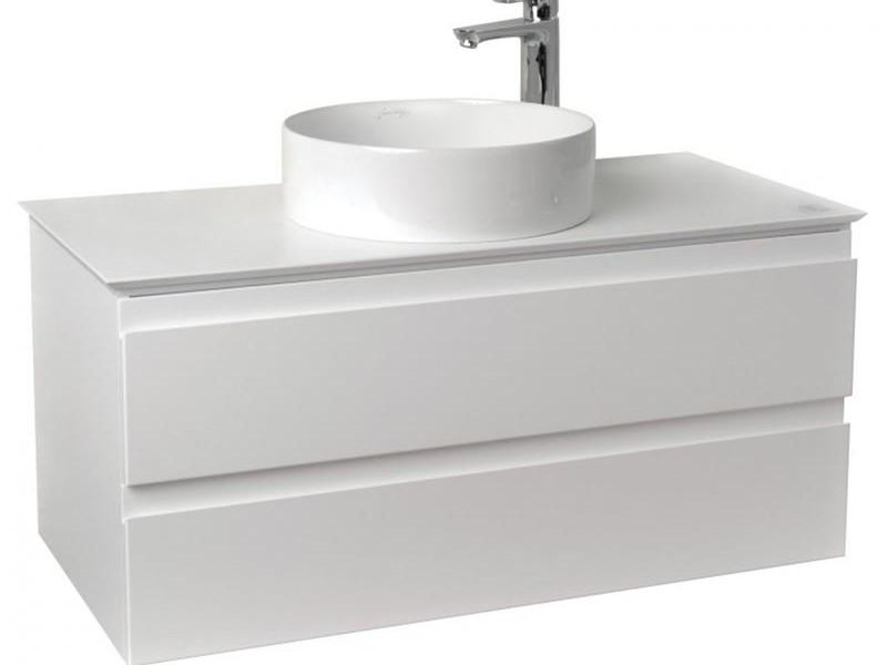 Тумба со столешницей под раковину Jacob Delafon Madeleine, 100 см, со светодиодной подсветкой, белая глянцевая, EB2084-J5