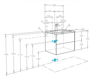Тумба под раковину Акватон Сохо 60 см подвесная, дуб веллингтон/графит софт, 1A258001AJA00