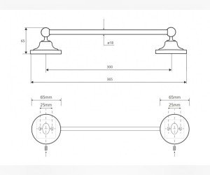 Полотенцедержатель Bemeta Retro 144304012 36.5 x 6.5 x 6.5 см, хром