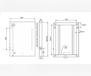 Зеркало Bemeta Hotel 127201669 60 x 3.5 x 80 см с подсветкой и часами