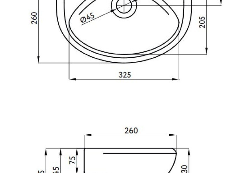 Раковина Della Glance 40 с отверстием