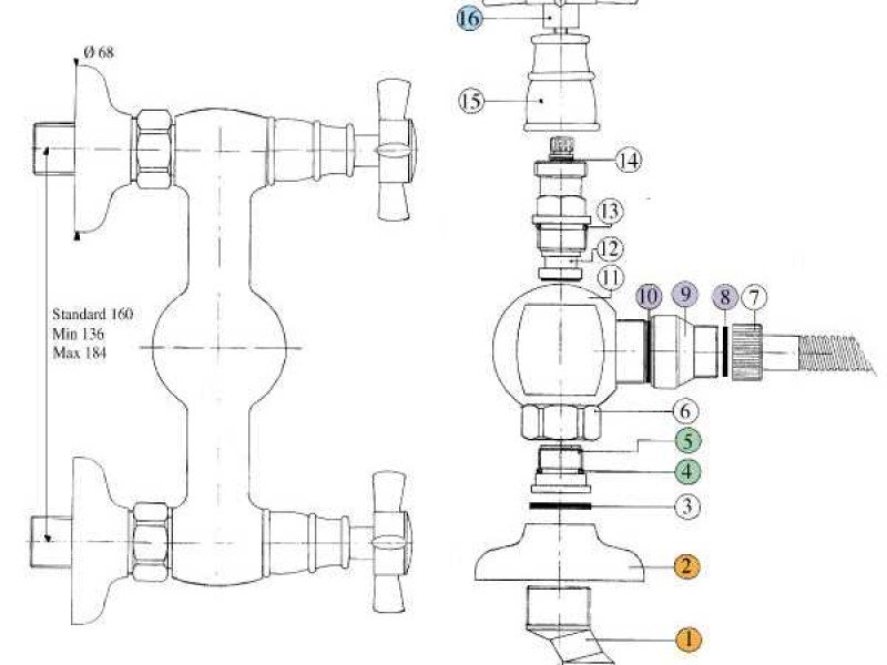 Смеситель Bandini Old England 665920YY18 для душа, бронза