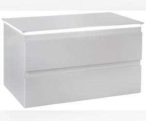 Тумба под раковину Jacob Delafon Madeleine 80 см, со столешницей и с подсветкой, белая блестящая, EB2083-J5