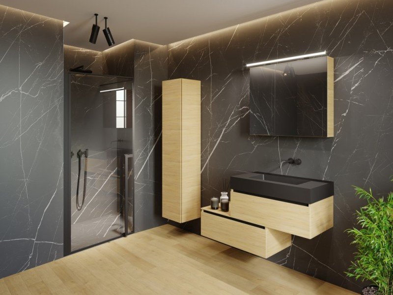 Дверь распашная Riho Lucid GD101 GD110B000 100 x 200 см, стекло прозрачное, профиль черный матовый