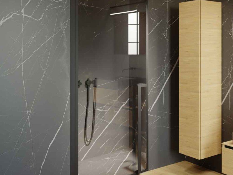 Дверь распашная Riho Lucid GD101 GD110B000 100 x 200 см, стекло прозрачное, профиль черный матовый