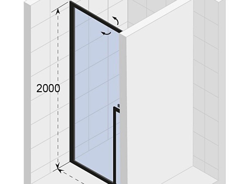 Дверь распашная Riho Lucid GD101 GD110B000 100 x 200 см, стекло прозрачное, профиль черный матовый
