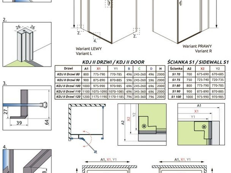 Душевой уголок Radaway Nes KDJ II, 80 x 75 см, левая дверь, стекло прозрачное, профиль хром