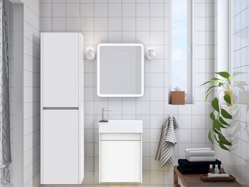 Тумба под раковину Art&Max Family 40 см подвесная, белый глянцевый, Family-400-1D-SO-BL