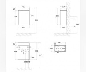 Тумба под раковину Art&Max Family 40 см подвесная, белый глянцевый, Family-400-1D-SO-BL