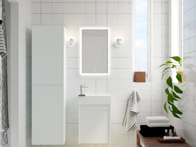 Тумба под раковину Art&Max Family 40 см подвесная, белый глянцевый, Family-400-1D-SO-BL