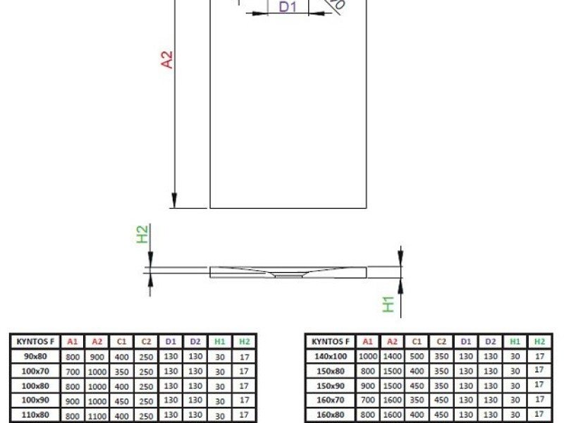 Поддон для душа Radaway Kyntos F, 160 x 80 см, прямоугольный, HKF16080-54