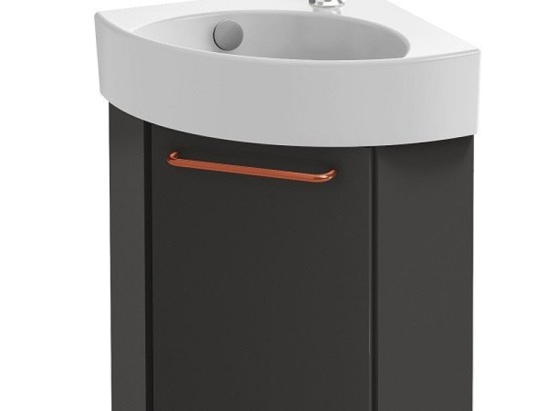 Тумба под раковину Jacob Delafon Odeon Rive Gauche 45 см, цвет серый антрацит глянцевый, ручки на выбор, EB2584D-RX-442/EB2584G-RX-442