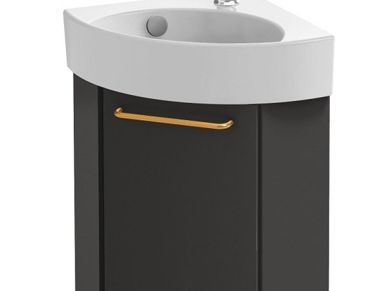 Тумба под раковину Jacob Delafon Odeon Rive Gauche 45 см, цвет серый антрацит глянцевый, ручки на выбор, EB2584D-RX-442/EB2584G-RX-442