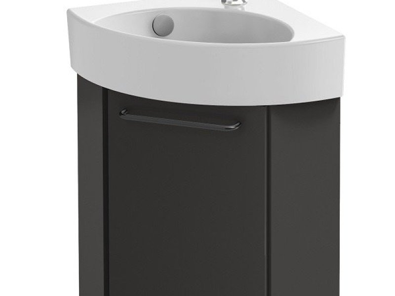 Тумба под раковину Jacob Delafon Odeon Rive Gauche 45 см, цвет серый антрацит глянцевый, ручки на выбор, EB2584D-RX-442/EB2584G-RX-442