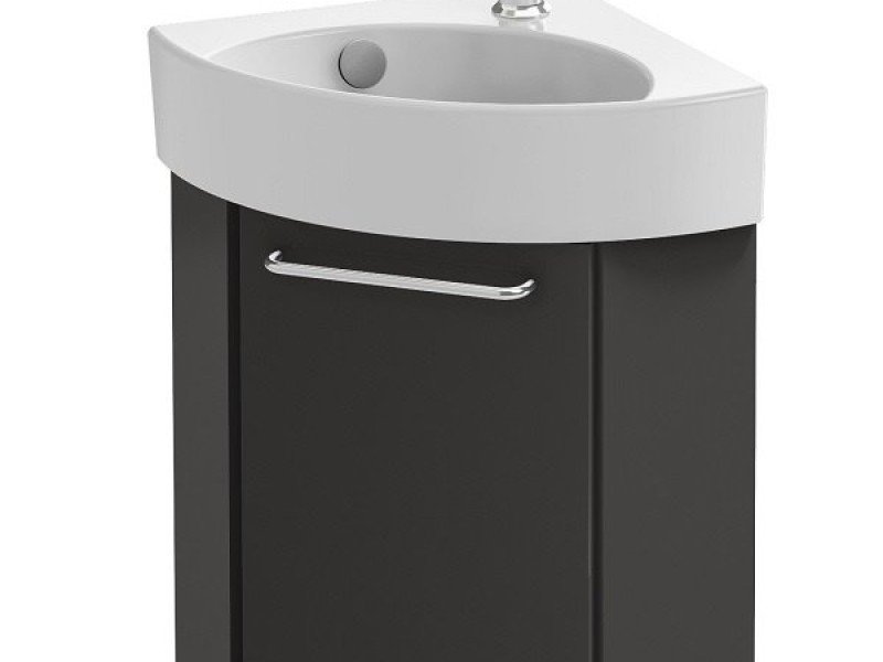 Тумба под раковину Jacob Delafon Odeon Rive Gauche 45 см, цвет серый антрацит глянцевый, ручки на выбор, EB2584D-RX-442/EB2584G-RX-442